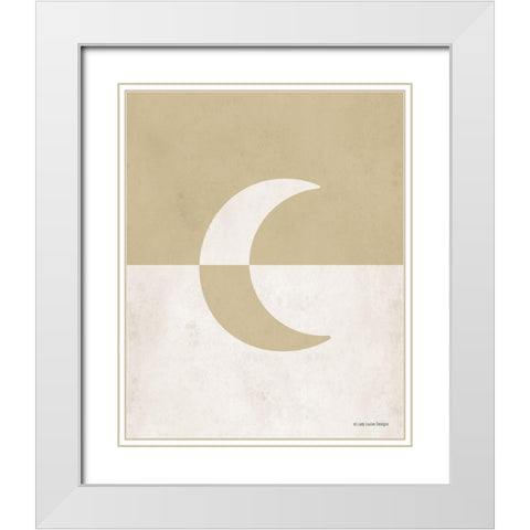 Neutral Nursery Half Moon     White Modern Wood Framed Art Print with Double Matting by Lady Louise Designs