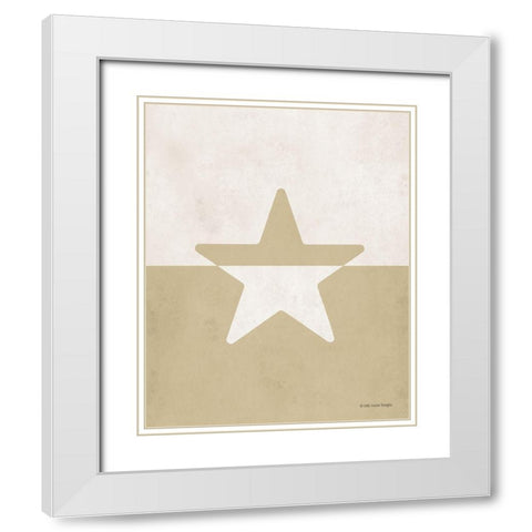 Neutral Nursery Half Star     White Modern Wood Framed Art Print with Double Matting by Lady Louise Designs