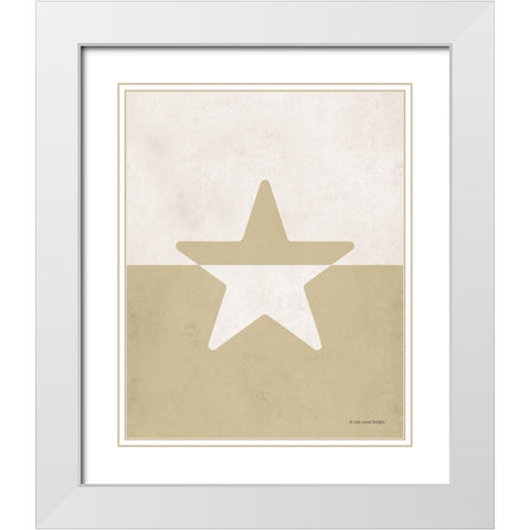 Neutral Nursery Half Star     White Modern Wood Framed Art Print with Double Matting by Lady Louise Designs