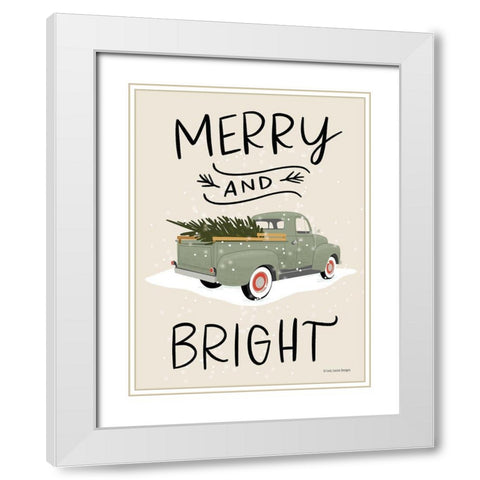 Merry Truck White Modern Wood Framed Art Print with Double Matting by Lady Louise Designs