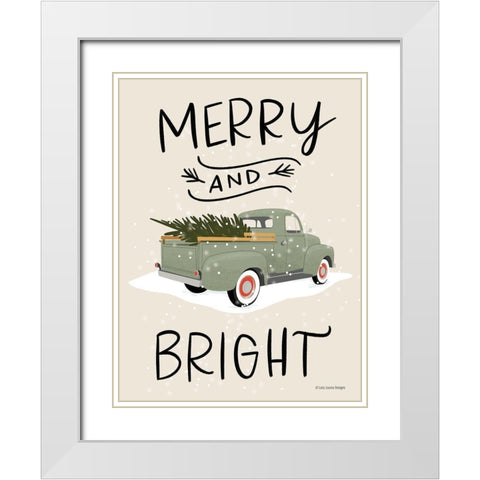 Merry Truck White Modern Wood Framed Art Print with Double Matting by Lady Louise Designs