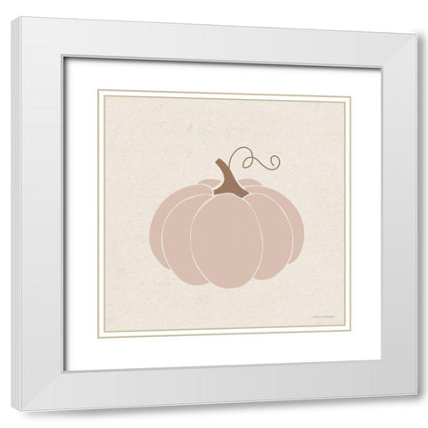 Pink Pumpkin White Modern Wood Framed Art Print with Double Matting by Lady Louise Designs