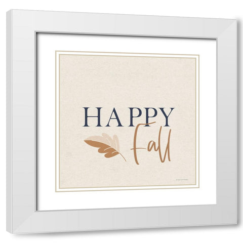 Happy Fall I White Modern Wood Framed Art Print with Double Matting by Lady Louise Designs
