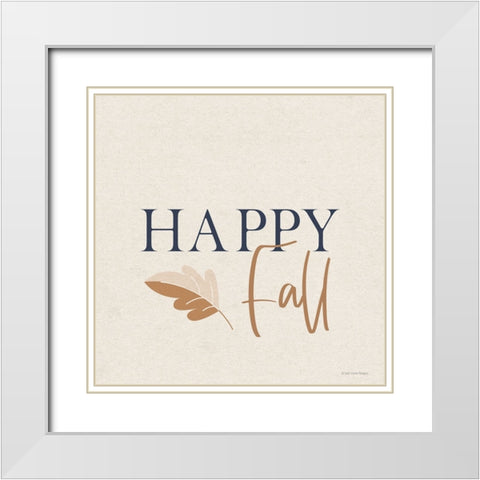 Happy Fall I White Modern Wood Framed Art Print with Double Matting by Lady Louise Designs