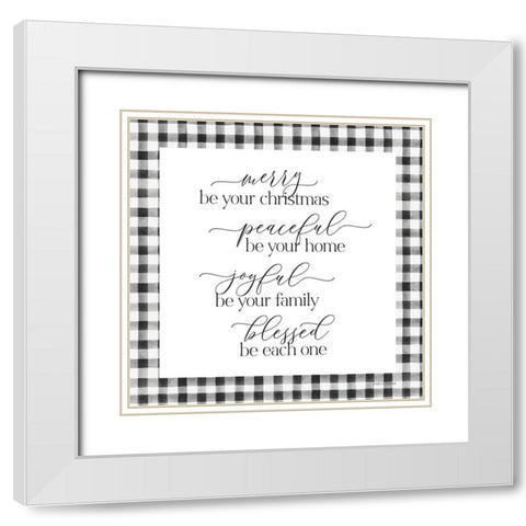 Merry be Your Christmas White Modern Wood Framed Art Print with Double Matting by Lady Louise Designs