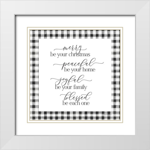 Merry be Your Christmas White Modern Wood Framed Art Print with Double Matting by Lady Louise Designs