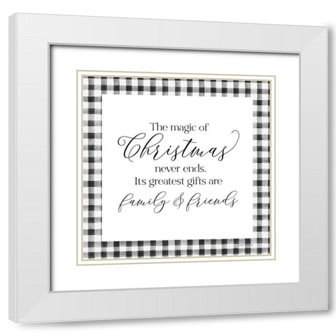 The Magic of Christmas Never Ends White Modern Wood Framed Art Print with Double Matting by Lady Louise Designs
