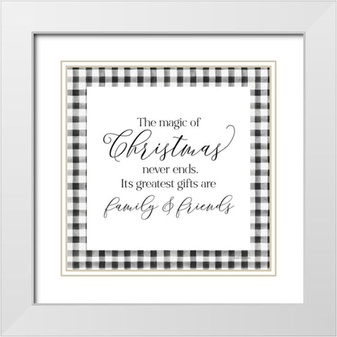 The Magic of Christmas Never Ends White Modern Wood Framed Art Print with Double Matting by Lady Louise Designs