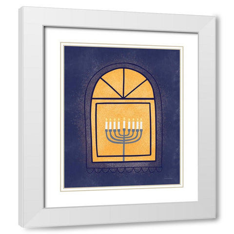 Window Menorah White Modern Wood Framed Art Print with Double Matting by Lady Louise Designs