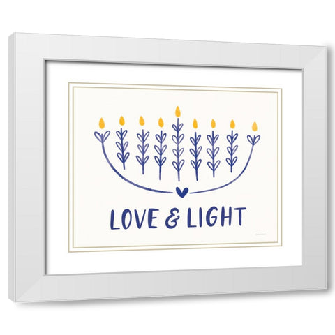 Love And Light White Modern Wood Framed Art Print with Double Matting by Lady Louise Designs