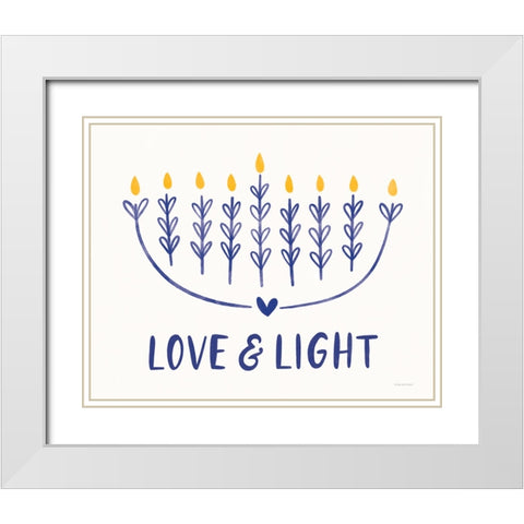 Love And Light White Modern Wood Framed Art Print with Double Matting by Lady Louise Designs