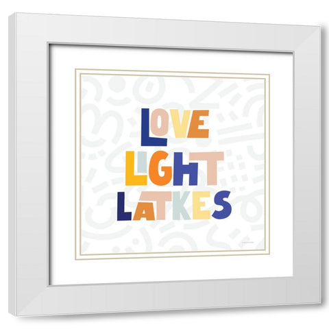 Love, Light Latkes White Modern Wood Framed Art Print with Double Matting by Lady Louise Designs