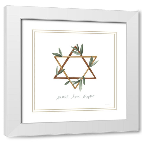 Leaf Star White Modern Wood Framed Art Print with Double Matting by Lady Louise Designs