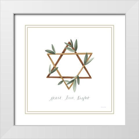 Leaf Star White Modern Wood Framed Art Print with Double Matting by Lady Louise Designs