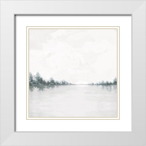Calm Lake White Modern Wood Framed Art Print with Double Matting by Cloverfield And Co.