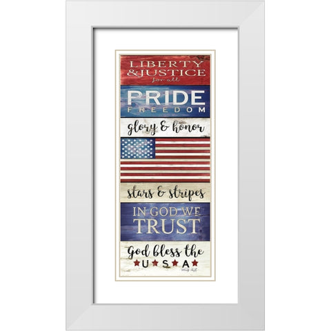 God Bless the USA White Modern Wood Framed Art Print with Double Matting by Jacobs, Cindy