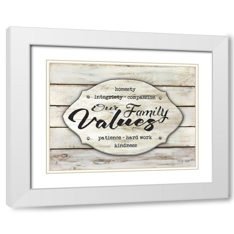 Our Family Values White Modern Wood Framed Art Print with Double Matting by Jacobs, Cindy
