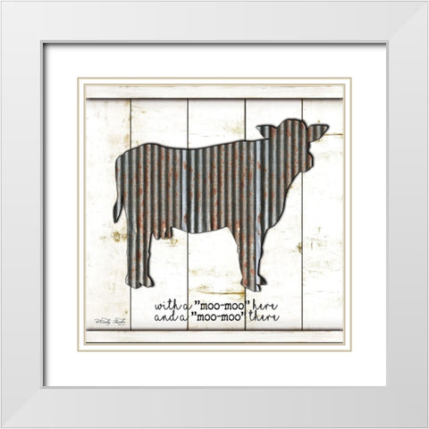 Metal Cow White Modern Wood Framed Art Print with Double Matting by Jacobs, Cindy