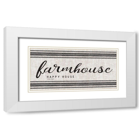 Farmhouse Happy House White Modern Wood Framed Art Print with Double Matting by Jacobs, Cindy