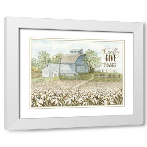 In Everything Give Thanks White Modern Wood Framed Art Print with Double Matting by Jacobs, Cindy