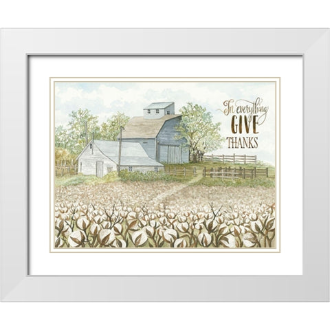 In Everything Give Thanks White Modern Wood Framed Art Print with Double Matting by Jacobs, Cindy