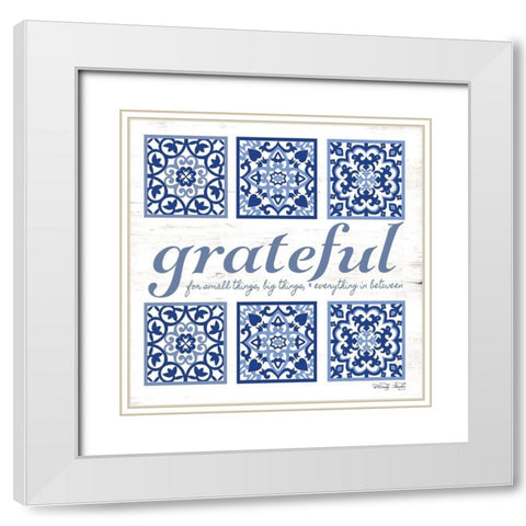 Grateful Tile White Modern Wood Framed Art Print with Double Matting by Jacobs, Cindy
