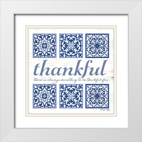 Thankful Tile White Modern Wood Framed Art Print with Double Matting by Jacobs, Cindy