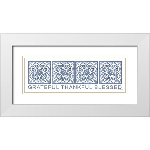Grateful, Thankful, Blessed White Modern Wood Framed Art Print with Double Matting by Jacobs, Cindy