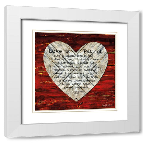 Love is Patient White Modern Wood Framed Art Print with Double Matting by Jacobs, Cindy
