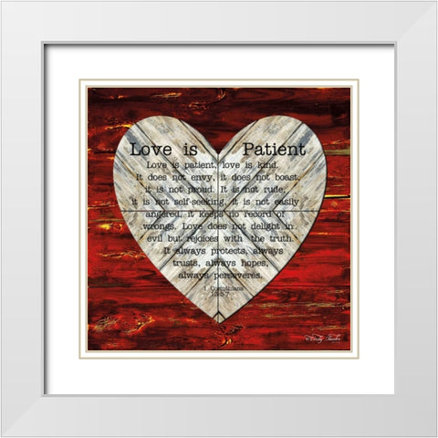 Love is Patient White Modern Wood Framed Art Print with Double Matting by Jacobs, Cindy
