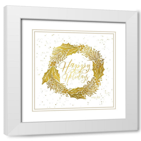 Happy Holidays    White Modern Wood Framed Art Print with Double Matting by Jacobs, Cindy