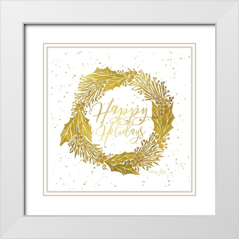 Happy Holidays    White Modern Wood Framed Art Print with Double Matting by Jacobs, Cindy