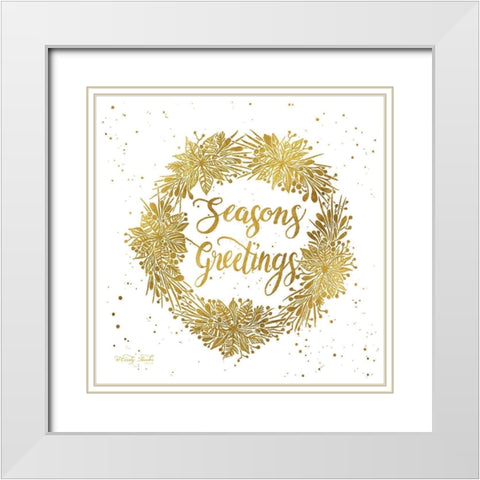 Seasons Greetings   White Modern Wood Framed Art Print with Double Matting by Jacobs, Cindy