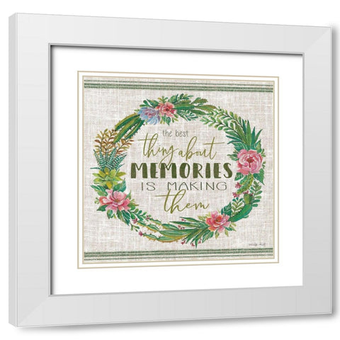 Making Memories Succulent Wreath White Modern Wood Framed Art Print with Double Matting by Jacobs, Cindy