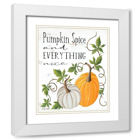 Pumpkin Spice and Everything Nice White Modern Wood Framed Art Print with Double Matting by Jacobs, Cindy