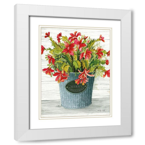 Merry Christmas Pot White Modern Wood Framed Art Print with Double Matting by Jacobs, Cindy