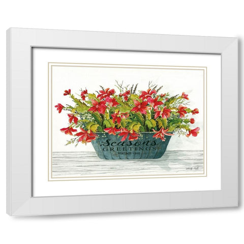 Seasons Greetings Pot White Modern Wood Framed Art Print with Double Matting by Jacobs, Cindy