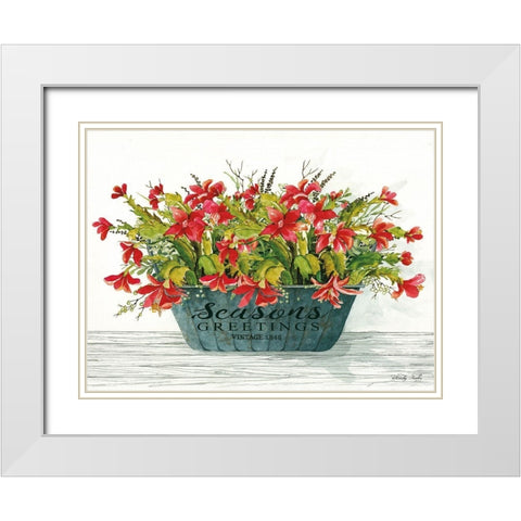 Seasons Greetings Pot White Modern Wood Framed Art Print with Double Matting by Jacobs, Cindy