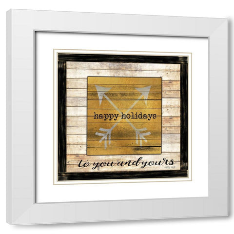 Buffalo Happy Holidays   White Modern Wood Framed Art Print with Double Matting by Jacobs, Cindy