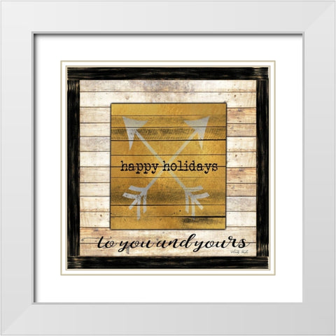 Buffalo Happy Holidays   White Modern Wood Framed Art Print with Double Matting by Jacobs, Cindy