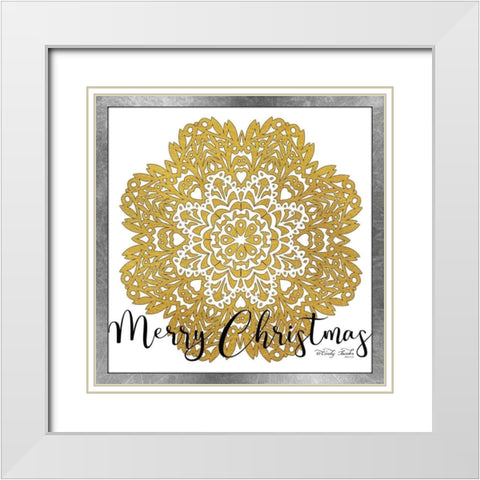 Merry Christmas Mandala   White Modern Wood Framed Art Print with Double Matting by Jacobs, Cindy