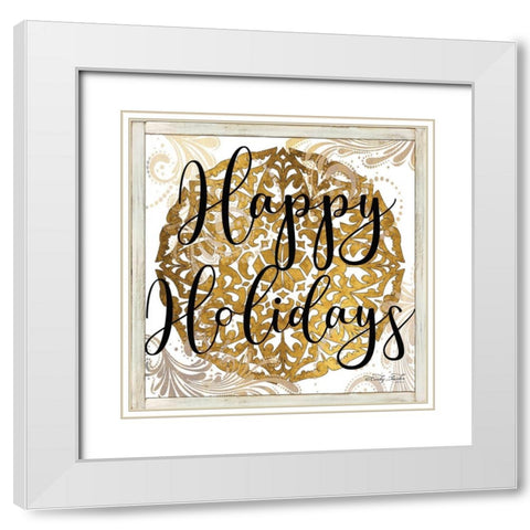 Happy Holidays Mandala II   White Modern Wood Framed Art Print with Double Matting by Jacobs, Cindy