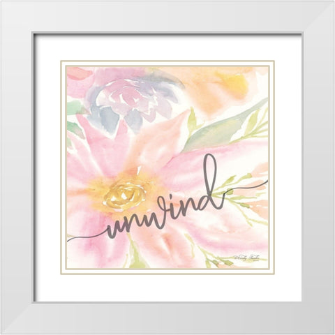 Floral Unwind White Modern Wood Framed Art Print with Double Matting by Jacobs, Cindy
