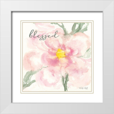 Floral Blessed White Modern Wood Framed Art Print with Double Matting by Jacobs, Cindy