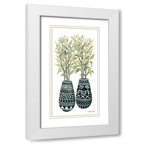 Mud Cloth Vase I   White Modern Wood Framed Art Print with Double Matting by Jacobs, Cindy