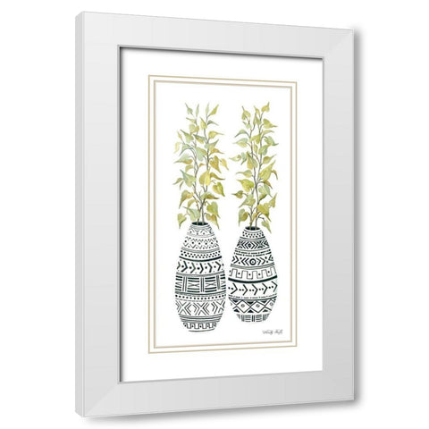 Mud Cloth Vase II    White Modern Wood Framed Art Print with Double Matting by Jacobs, Cindy