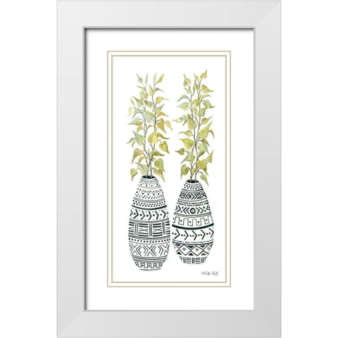 Mud Cloth Vase II    White Modern Wood Framed Art Print with Double Matting by Jacobs, Cindy