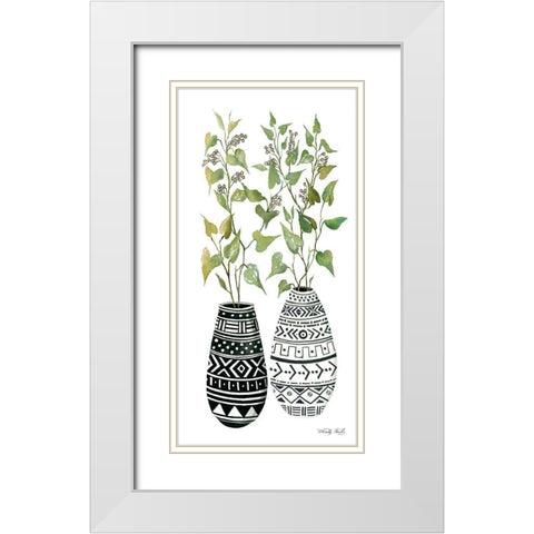Mud Cloth Vase IV    White Modern Wood Framed Art Print with Double Matting by Jacobs, Cindy