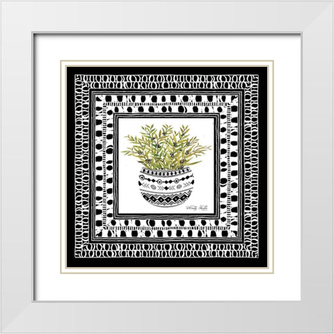 Aztec Floral I  White Modern Wood Framed Art Print with Double Matting by Jacobs, Cindy