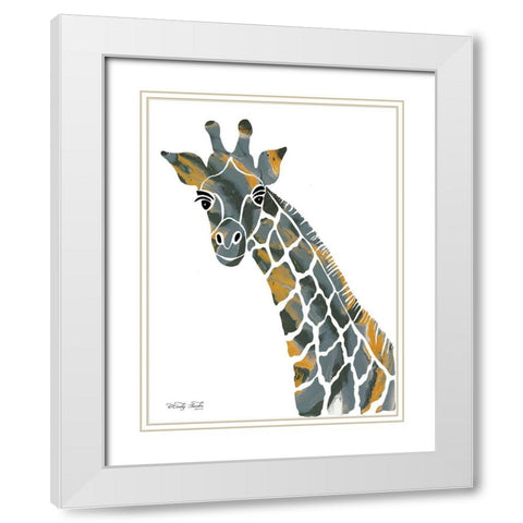 Bright Giraffe II White Modern Wood Framed Art Print with Double Matting by Jacobs, Cindy